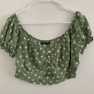 Green Polk-a-dot crop top
